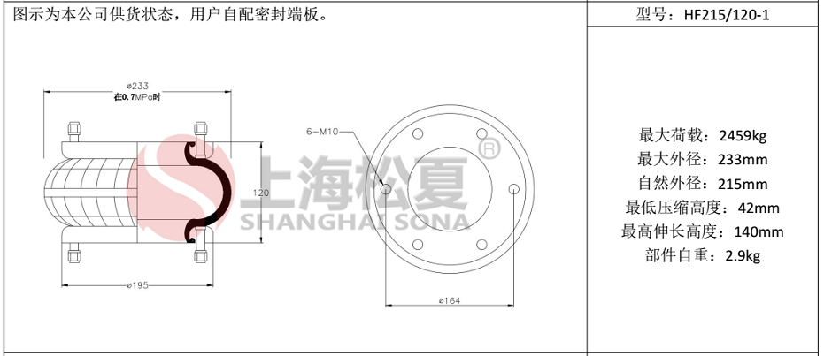 HF215/120-1法蘭式橡膠氣囊，糾偏氣囊